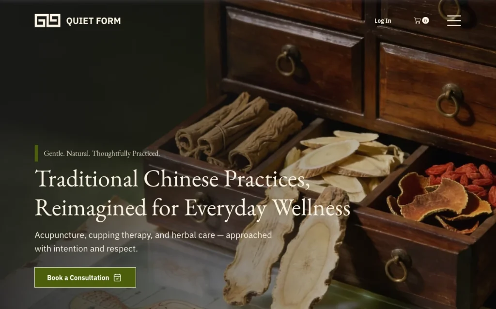 Quite Form Wellness - 首页首屏 页面预览