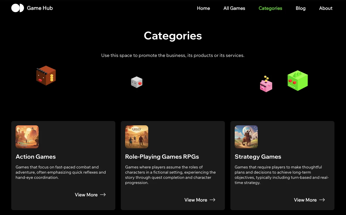 Zider Game Directory Hub - 分类目录 页面预览